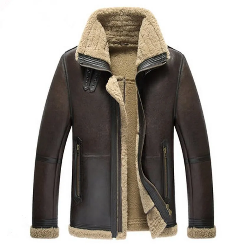 Мужская куртка из овчины, мужские Куртки из натуральной кожи, толстая верхняя одежда, мотоциклетные куртки, модные короткие зимние меховые пальто