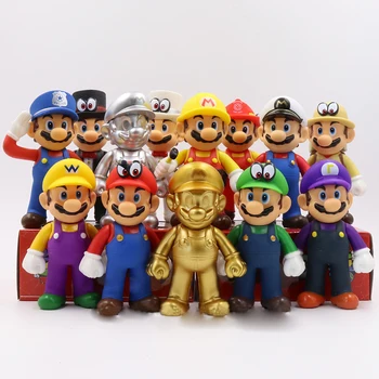 

13cm Super Mario Bros Luigi Yoshi Koopa Yoshi Mario Maker Odyssey Paddestoel Toadette Action Figures Speelgoed Model Poppen