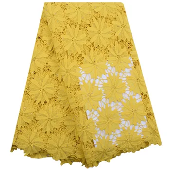 

Hollow Embroidery African Lace Fabric Hot 5 Yards French Nigerian Guipure Crod Lace Fabric For Party Wedding Materials A1831
