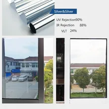 SUNICE самоклеящаяся Серебряная односторонняя зеркальная пленка для дневных уфлуоресцентных стеклянных покрытий для строительства офиса 60*300 см