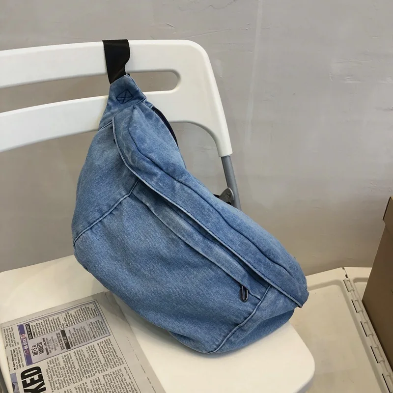 2024 Denim Large Women fanny pack Trending Unisex Men Waist bags Fashion Big Women's belt bag Multi function Casual Chest bag