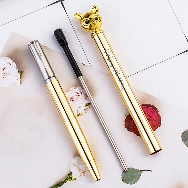 1 шт. металлическая шариковая ручка с изображением лисы|Шариковые ручки| |