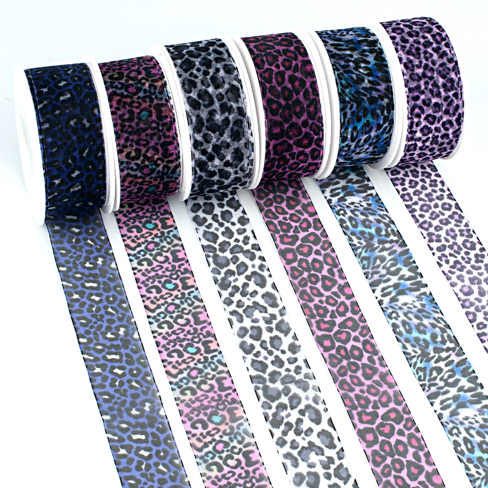 

Леопардовая Снежная марлевая лента 25 мм 50 фотоэлементов органза прозрачные ленты для свадьбы домашний декор ярдов/партия