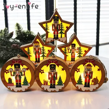 

Led Light Christmas DIY Wooden Tree Decoration Nutcracker Soldier Hanging Pendant Merry Christmas Decor for Home 2020 Natal Noel
