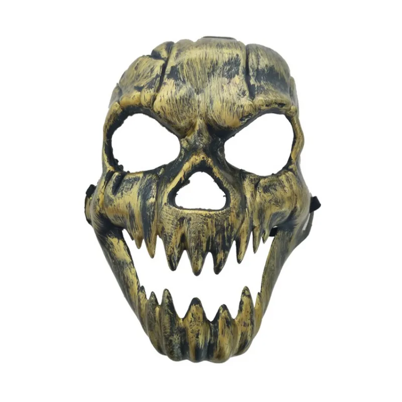 high quality halloween metal plastic skull mask gold silver full