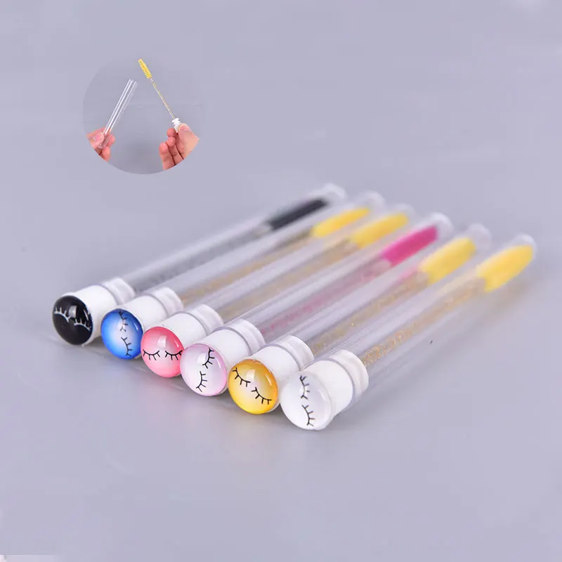 

1pcs Eyelash Brush Tube Mascara Wands With Lashes On Caps Lash Wand Eyelash Brush With A Cap Colorful Applicator Makeup Tool