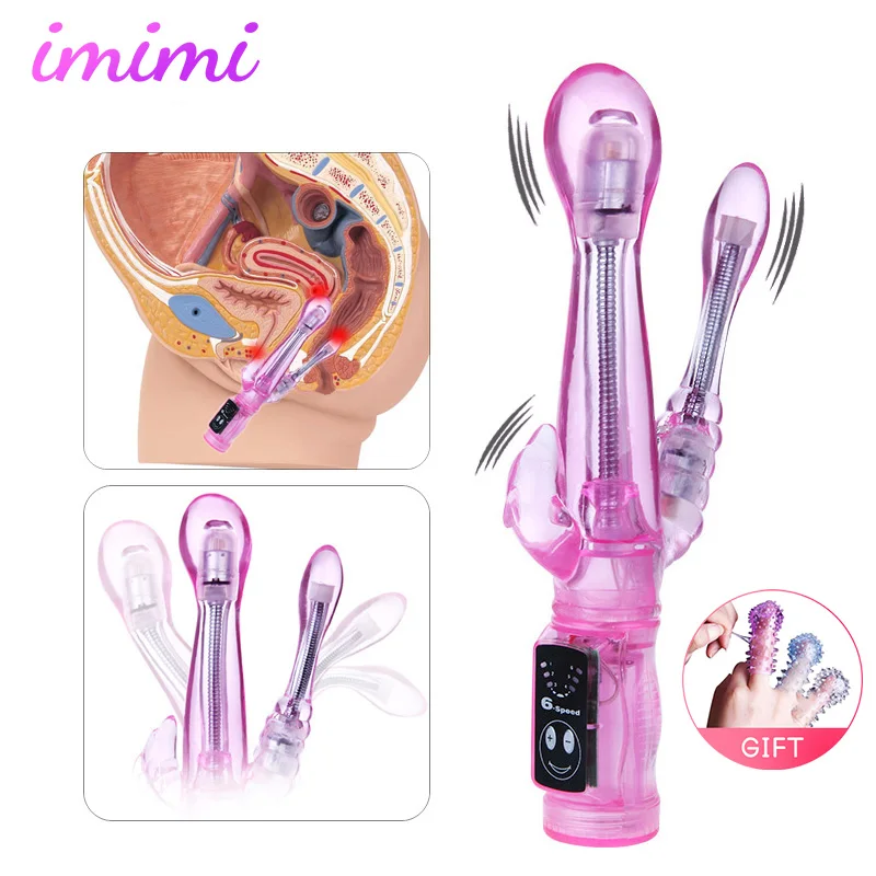 Rabbit Vibrator Female Bendable Vibrating Dildo G-spot Clitoral Anal 3 Areas Stimulation Penis Massager Erotic Sex Toy for Woman