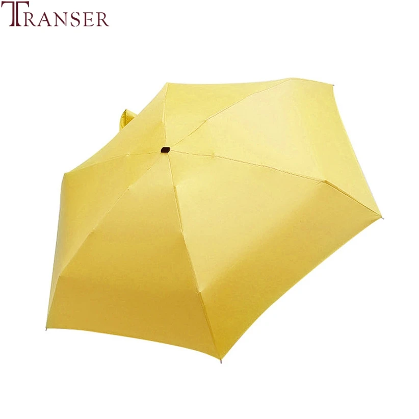 Transer 9color Flat Lightweight Sunny Rainy Five-Folding Umbrella Foldable Suncreen Mini Umbrellas 9905