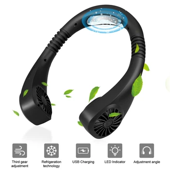 

Neck Fan 3 Speeds Mini Air Conditioner USB Hanging Neck Cooler For Sports Outdoor Traveling Rechargeable Super Quiet Work Gift