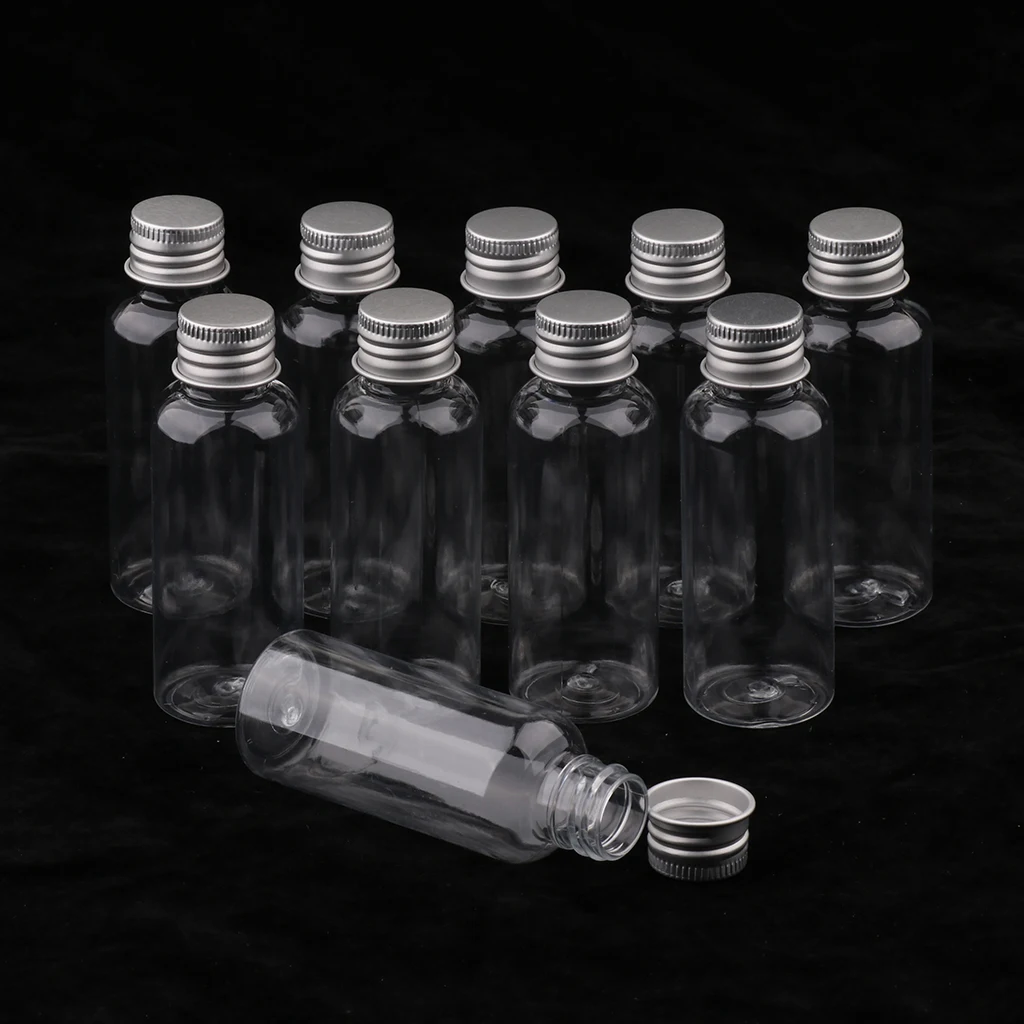 10pcs Clear Liquid Sampling Vials PET Plastic Bottle W/ Screwcap 50ml
