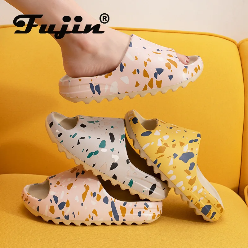 Fujin/женские новые домашние тапочки Женские летние модные для пар Тапочки ванной