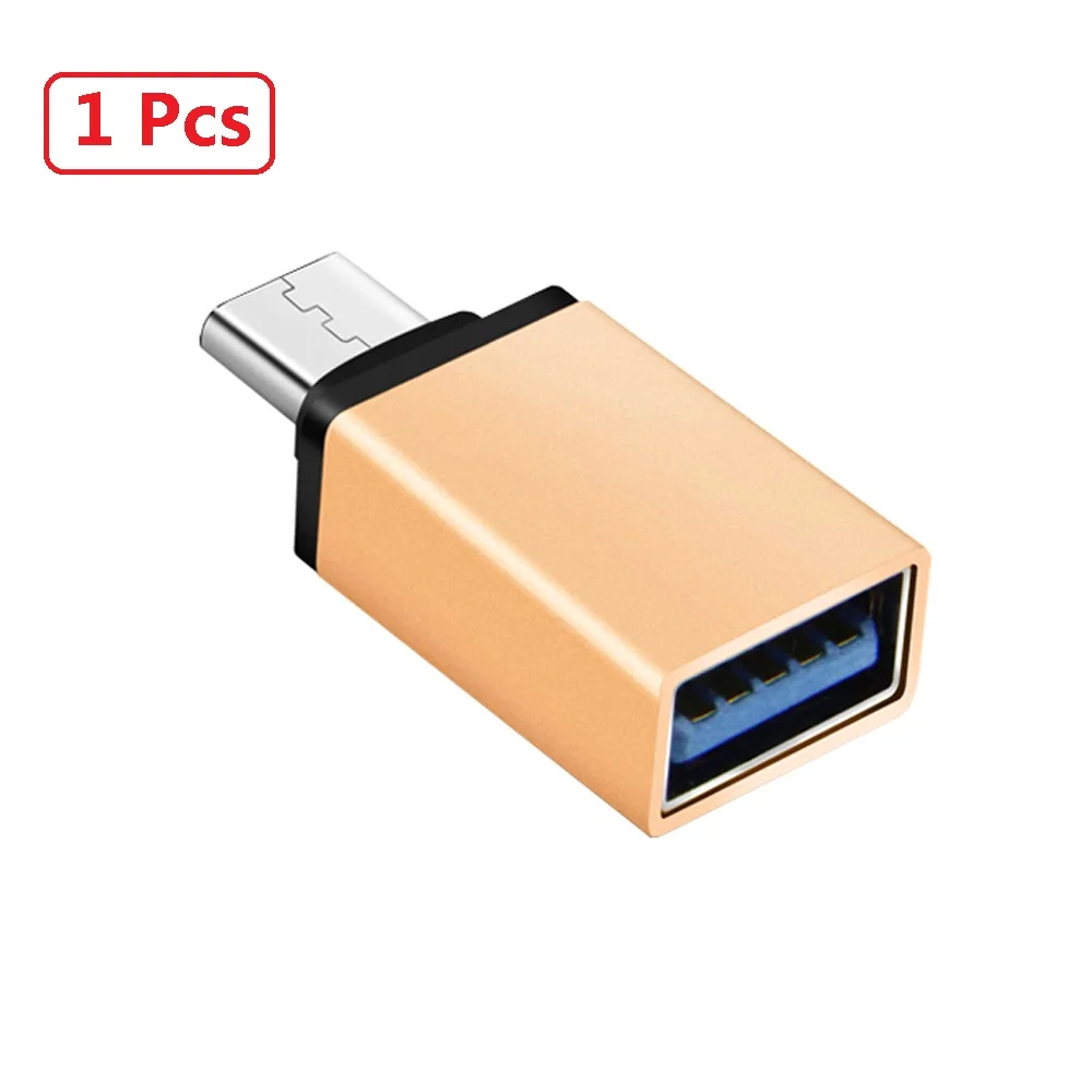 Robotsky type C USB 3,0 OTG адаптер USB-C type-C конвертер для samsung S8 для MacBook серии LG USB C OTG адаптер - Цвет: Gold 1Pcs