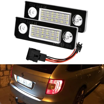 

OXILAM 2pcs Canbus Led Number License Plate Lights for Skoda Octavia 1Z Roomster 5J Accessories Error Free Led Number Plate Lamp