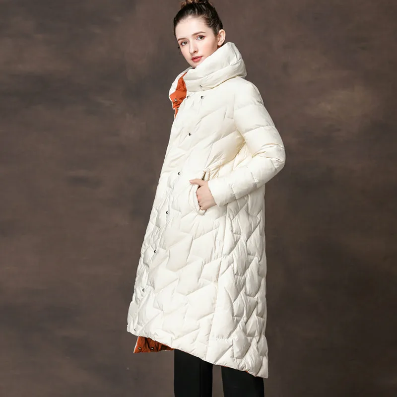 AYUNSUE женский пуховик 90% длинное пальто осенне-зимняя белая куртка на утином пуху для женщин Chamarras De Mujer YMY18036 KJ2939 - Цвет: White