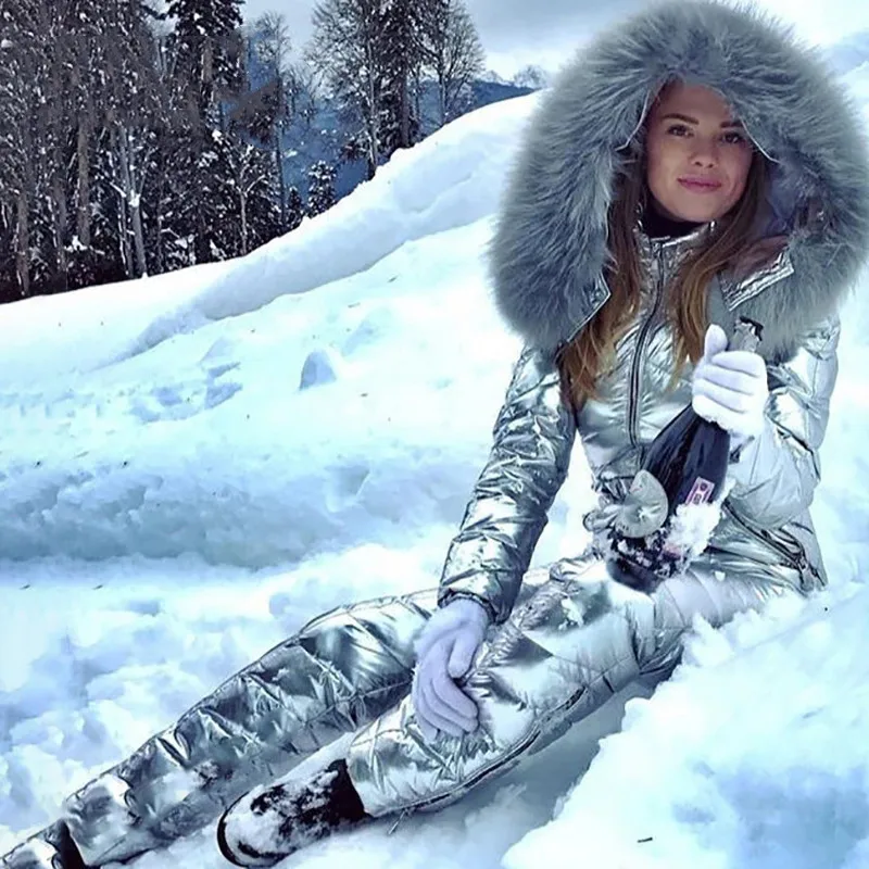 Yying Traje de esquí para Mujer 2019 Traje de Nieve cálido de Invierno para Mujer Pantalones Deportivos al Aire Libre Traje de esquí con Cremallera Sudaderas con Capucha Impermeables Mono 
