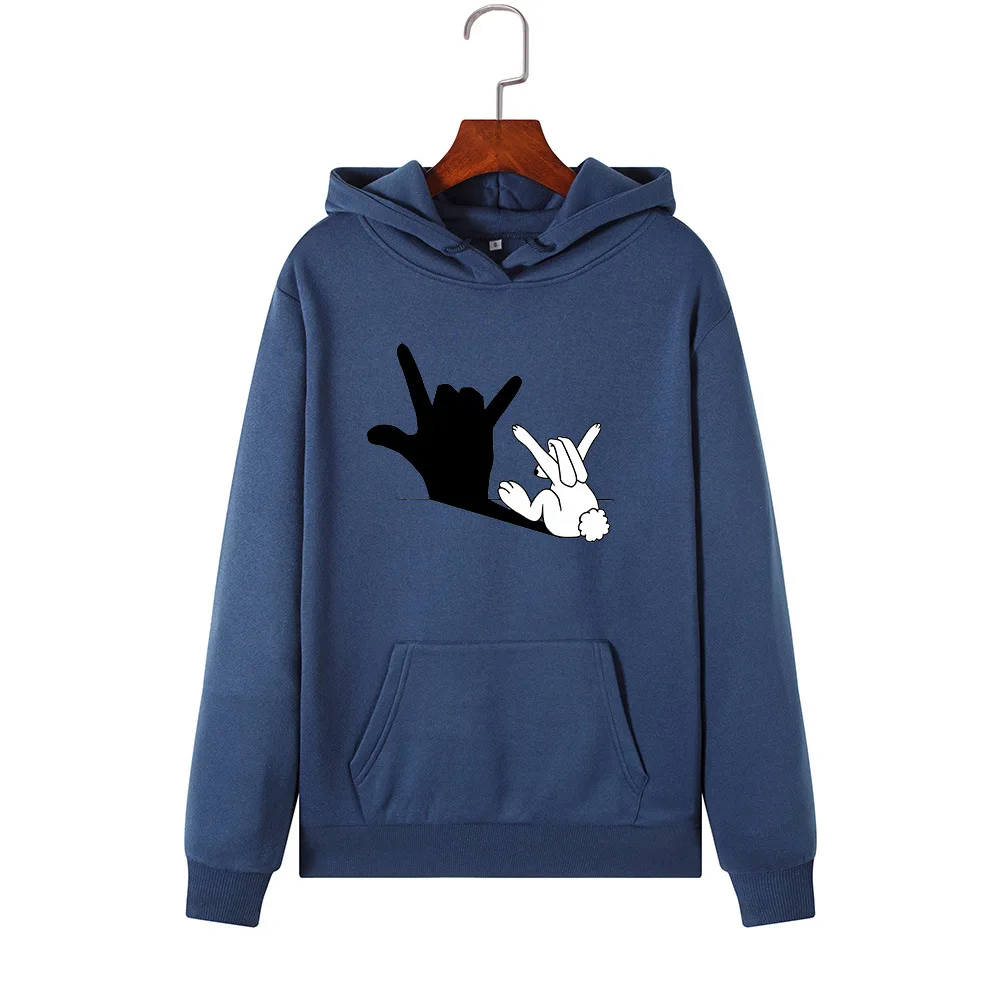 SINGRAIN Funny Rabbit Shadow Women Polerones Autumn Warm Hooded Pullover Sweatshirt kpop Harajuku Oversized Koya Print Hoodies