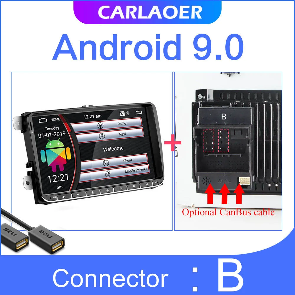 Android 9,0 автомобильный радиоприемник gps навигация для VW Skoda Octavia Golf 5 6 touran passat B6 jetta Polo Tiguan B7 seat leon Volkswagen - Цвет: B