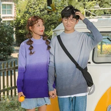 Winter Sweater Men Warm Fashion Gradient Color Casual Knit Sweater Man Sweter Clothes Hip Hop Loose Long Sleeve Pullover Men