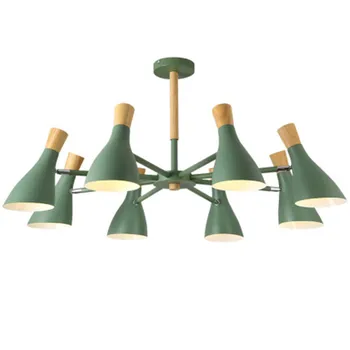 

Modern Chandelier Lighting For Living Room Wooden Chandeliers Ceiling E27 Nordic Lustre With Iron Lampshade Art Deco Lustres