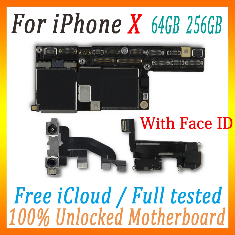 Оригинальная разблокированная материнская плата для iphone X с/без лица ID, с полными чипами для iphone X хорошо протестированная MB Бесплатный iCloud