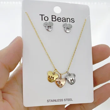 

Cartoon Mouse Zircon Pendant Necklace Titanium Steel Chain Necklace Inlaid Zircon Fashion Trendy Women Jewelry Birthday Gift