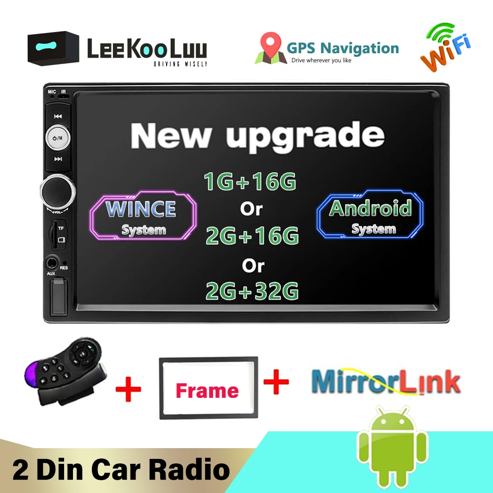 LeeKooLuu 2 Din 7 дюймов Автомобильный Радио Bluetooth мультимедийный плеер 2DIN Авто аудио