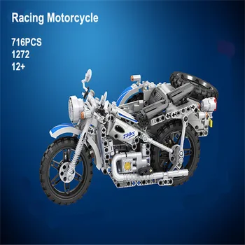 

DIY 716PCS Building Blocks 1272 Technology Assembly Series Racing Motorcycle Blocks Party Game Educational Toy for Kids