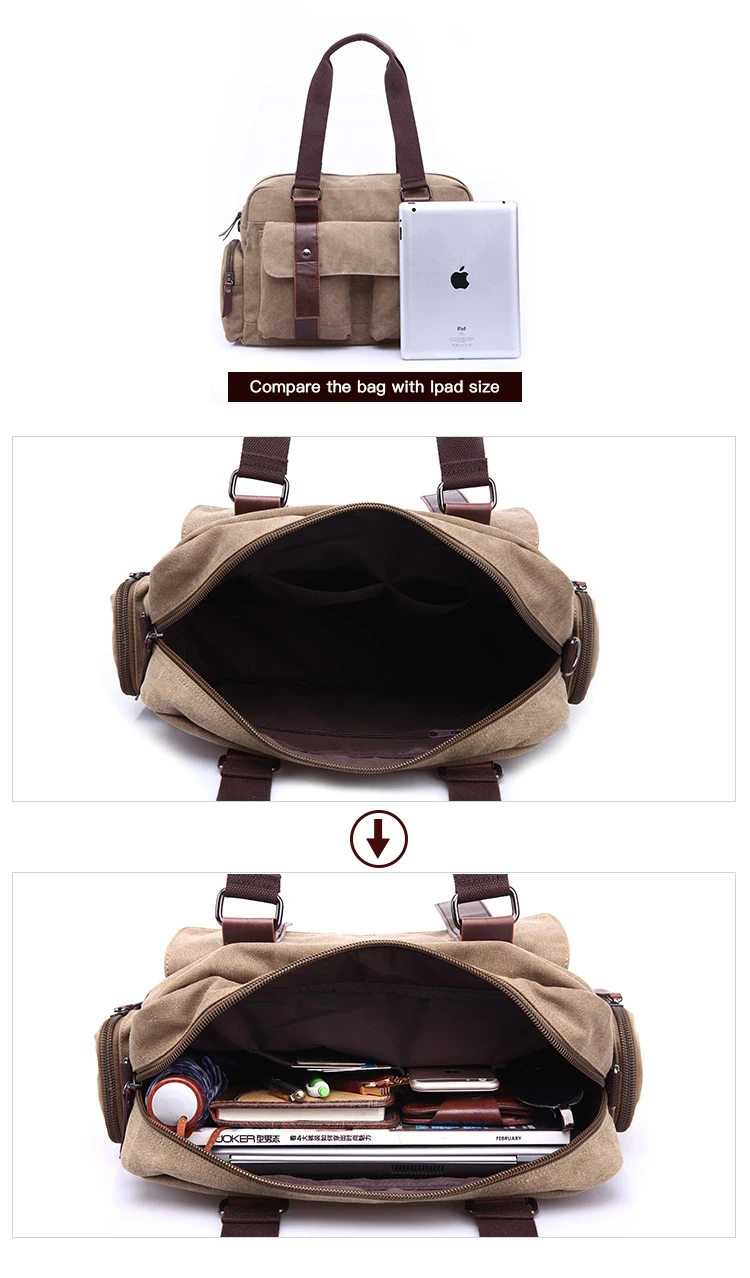 Customizing leisure solid color multi-function men canvas handbag