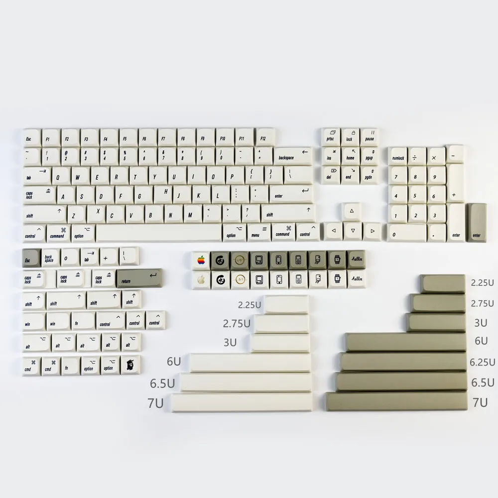 Estilo Retro Pbt Dye Subbed Keycaps Interruptor mx Teclado Mecânico Perfil Xda Japonês 166 Teclas por Conjunto Branco