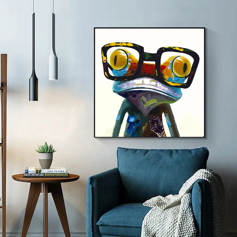 

RELIABLI Canvas Painting Animal Print Frog Cartoon Nordic Posters and Prints Wall Pictures for Living Room Home Decor Unframed