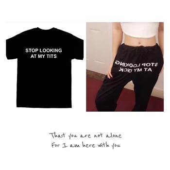 

Fashion Letter STOP LOOKING AT MY DICK Printed Harem Pants With Pockets High Waist Drawstring Loose Casual Trousers Women