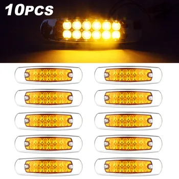 

10 pcs Car truck LED yellow side Marker lights Car External Lights Warning Tail Light For Freightliner For Peterbilt 12V 24V