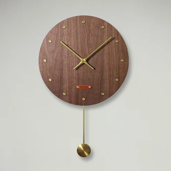 

Nordic Luxury Wall Clock Living Room Wood Pendulum Clock Modern Design Bedroom Kid Decoration Reloj Minimalist Decor Bb50