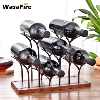 

1Pcs European Red Wine Rack Wrought Iron Simple Wine Stand Hanging Wine Bar Bottle Holder Display Shelf Household