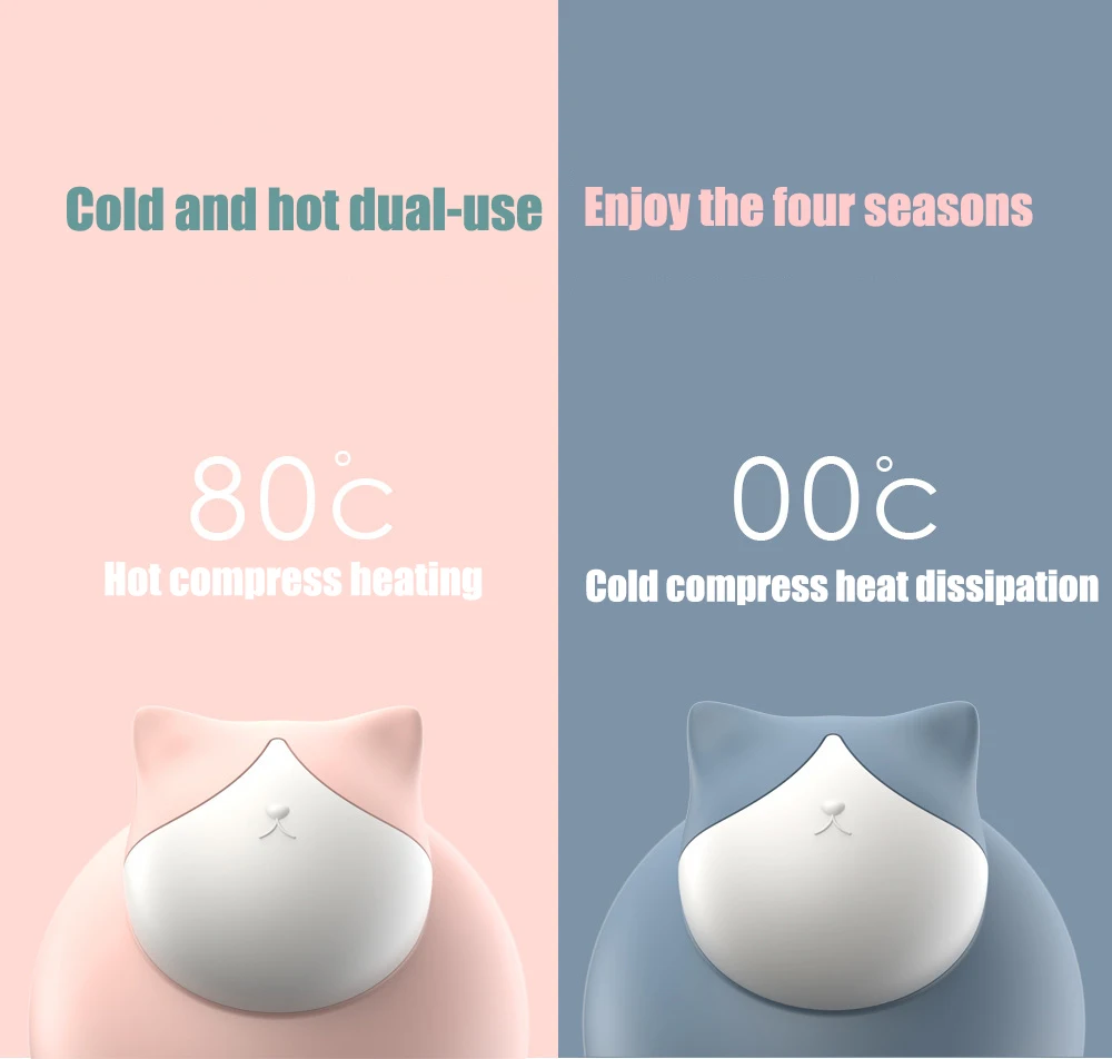 Cute Hand Warmer Water Heater Hand Warmer Cat Hot Water Bottle Mini Portable Creative Silicone Hot Water Bottle Warm Treasure