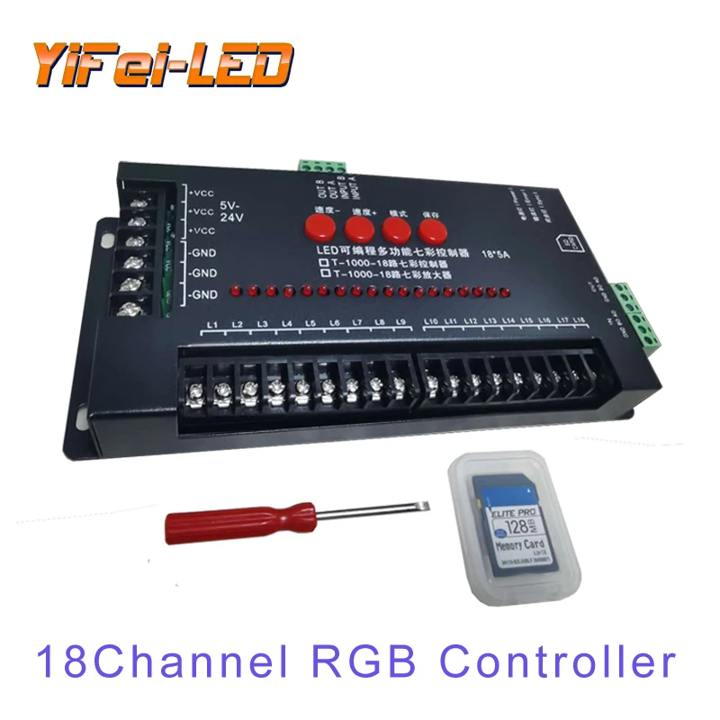 

LED controller for 18 channels single and 4 channels for RGB