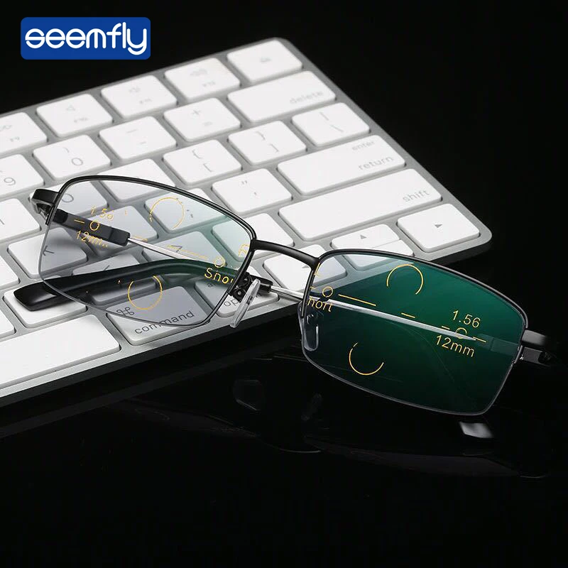 

Seemfly Dual-Use Reading Glasses Men Prevent Blue Light Radiation Multi-Focal intelligent Zoom Antifatigue Computer glasses
