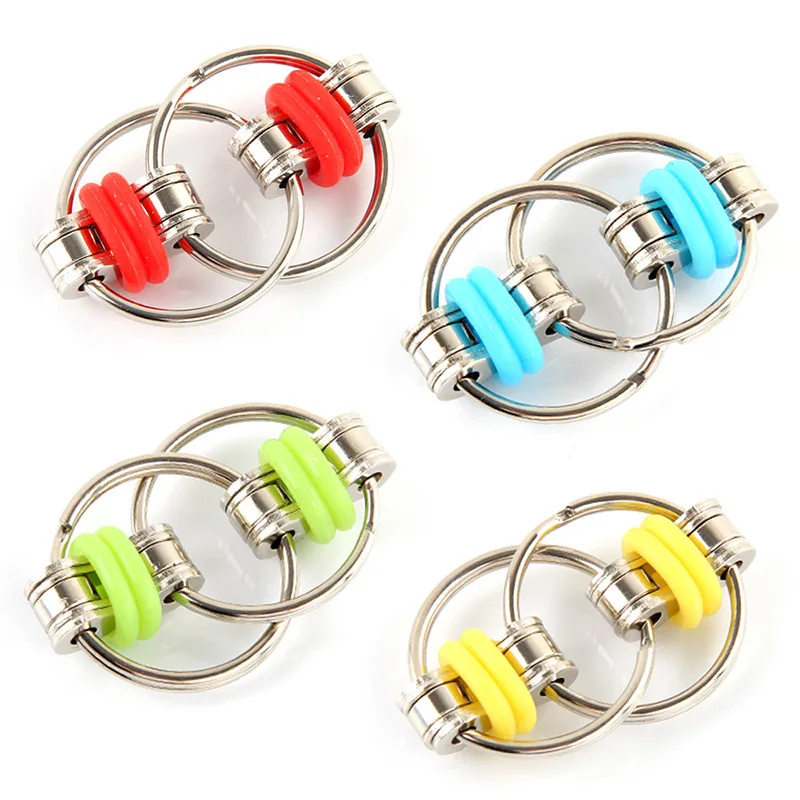 Metal Puzzle Chain Fidget Toy Vent Keychain Key Ring Anti Stress Toys for Kids Adults Stress Relieve ADHD Key Ring Sensory Toys