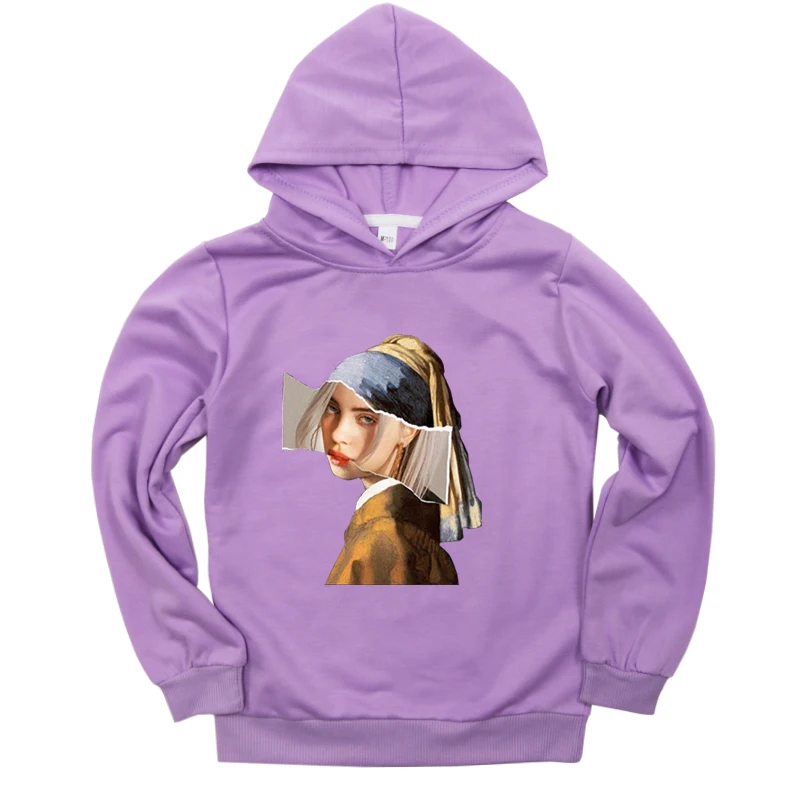 Hoodies 1 Новинка года; толстовки с капюшоном с принтом «Билли эйлиш»; Толстовка для маленьких мальчиков и девочек; хлопковый спортивный свитер с капюшоном для подростков; сезон весна-осень - Цвет: Hoodies 1