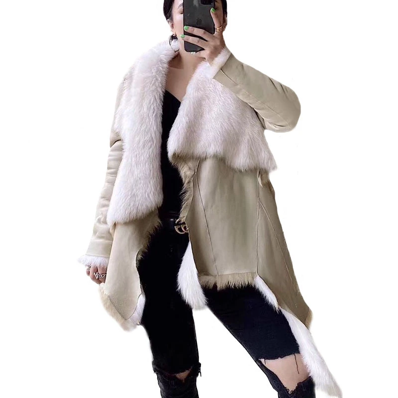 Новинка 2019 зимняя женская кожаная куртка из овчины двусторонняя Тоскана теплая