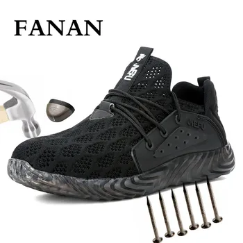

FANAN 2020 Men's Outdoor Mesh light Breathable Safety Sneakers Steel Toe Lightweight Breathable Sneakers Non-slip Mesh Sneakers
