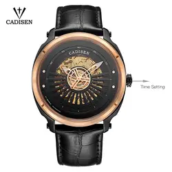 CADISEN8149 мужские часы Скелет автоматические кожаные подвески для пары из нержавеющей стали модные бизнес Топ брендовые Роскошные
