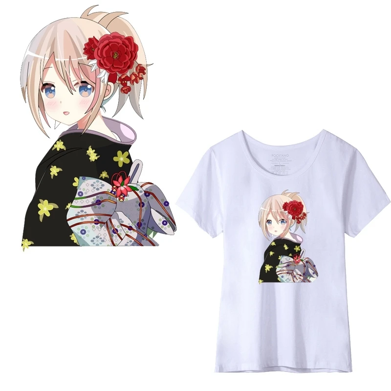 Beautiful Girls Japan Anime Heat Transfer Stickers A-level Washable Iron On Applique For T-shirt Dresses DIY Clothes Decoration | Дом и сад