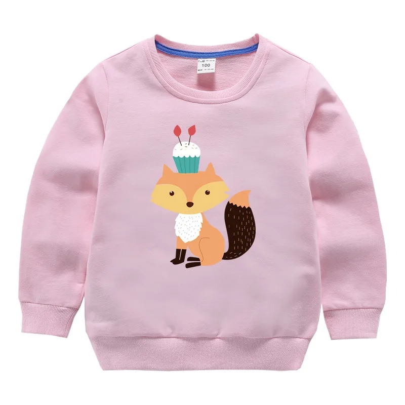 Fox Pink Свитер для малышей; детская одежда для мальчиков; весенне-осенний пуловер с рисунком; модная одежда для малышей; толстовки с круглым вырезом для девочек - Цвет: Fox Pink