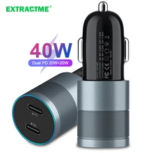 

Extractme PD USB C Fast Charger 40W Cigarette Lighter Quick Charge 4.0 3.0 Car Splitter Socket For iPhone 12 13 Xiaomi Samsung