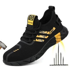 Chaussures de sécurité respirantes avec bout en acier pour homme, bottes de travail antidérapantes, indestructibles, baskets de travail anti perforation, nouvelle collection 2021 