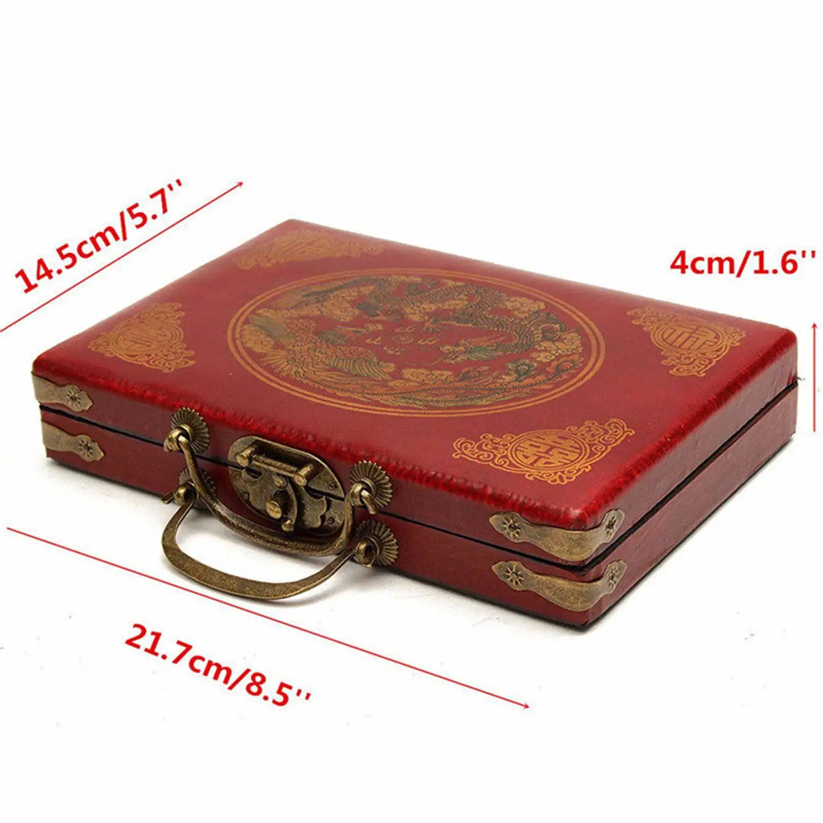 Chinese Mahjong With Antique Portable Case 144 PCS Traveling Mahjong Adult Travel Game Toy Practical Durable Engraved Tiles 6