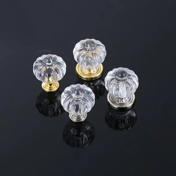 

5Pcs/Set Sets Clear Crystal Acrylic Handle Modern Cabinet Door Handle Golden Pumpkin Handle Child Furniture Drawer Handle
