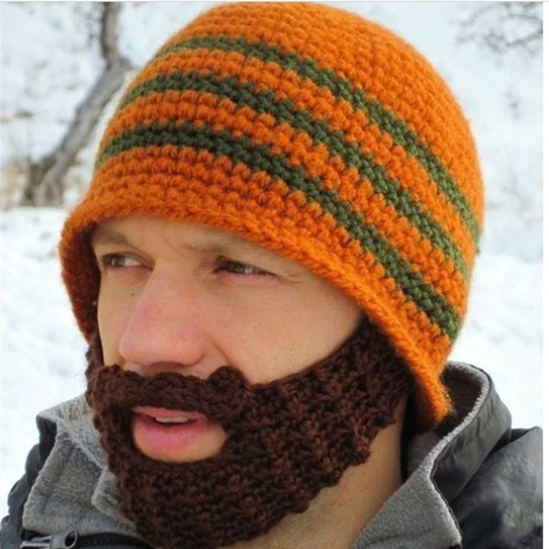 Beard Mask Hand Knitted Hat | Knitted Hat Winter Warm Funny Hat 2023 - Aliexpress