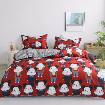 

Simple and Clean Style Bedding Sets Duvet Cover Pillowcase Flat Sheet Cartoon Series Bed 4pcs Cotton Bedding Set